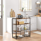 Industrial Rustic Kitchen Baker's Rack with Metal Baskets, Shelves, and Hooks - 80 x 35 x 95 cm