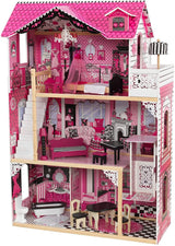 Spacious 3-Level Dollhouse with 15-Piece Furniture Set for Kids (Model 6)