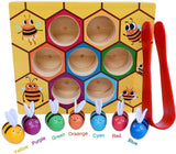 Bee-Themed Montessori Fine Motor Skills Activity Set for Toddlers - Educational Wooden Puzzle Toy