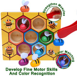 Bee-Themed Montessori Fine Motor Skills Activity Set for Toddlers - Educational Wooden Puzzle Toy