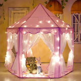 Fairy Princess Castle Play Tent for Kids with Play Mat and Carrying Bag (Pink)