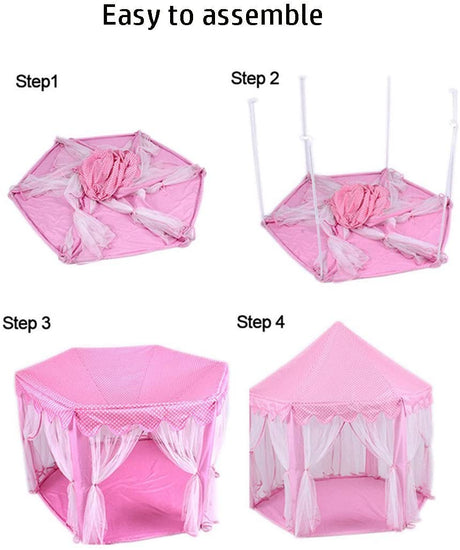 Fairy Princess Castle Play Tent for Kids with Play Mat and Carrying Bag (Pink)