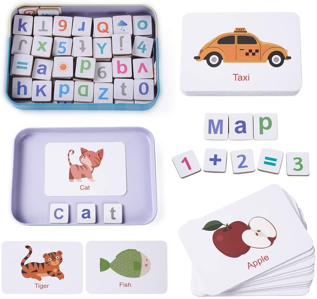 Magnetic Wooden Alphabet and Number Learning Set for Kids - Educational Fridge Magnets with Flash Cards for Preschoolers (Ages 3-5)