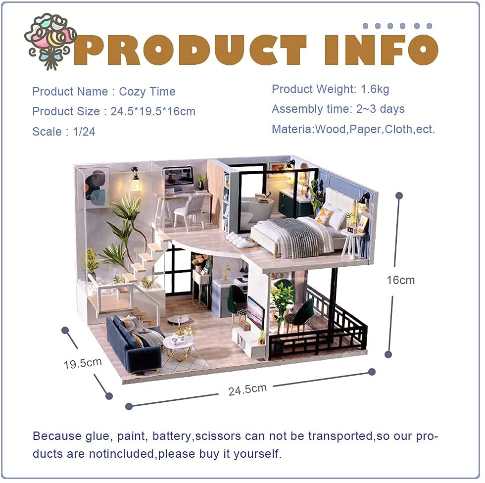 Miniature Dollhouse with Furniture Set - Dust-Proof and Musical Features for Cozy Moments