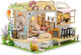 Miniature Dollhouse with Furniture, Music Movement, and Dust Cover - Cat Café Theme (Perfect Valentine's Day Gift)