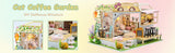 Miniature Dollhouse with Furniture, Music Movement, and Dust Cover - Cat Café Theme (Perfect Valentine's Day Gift)