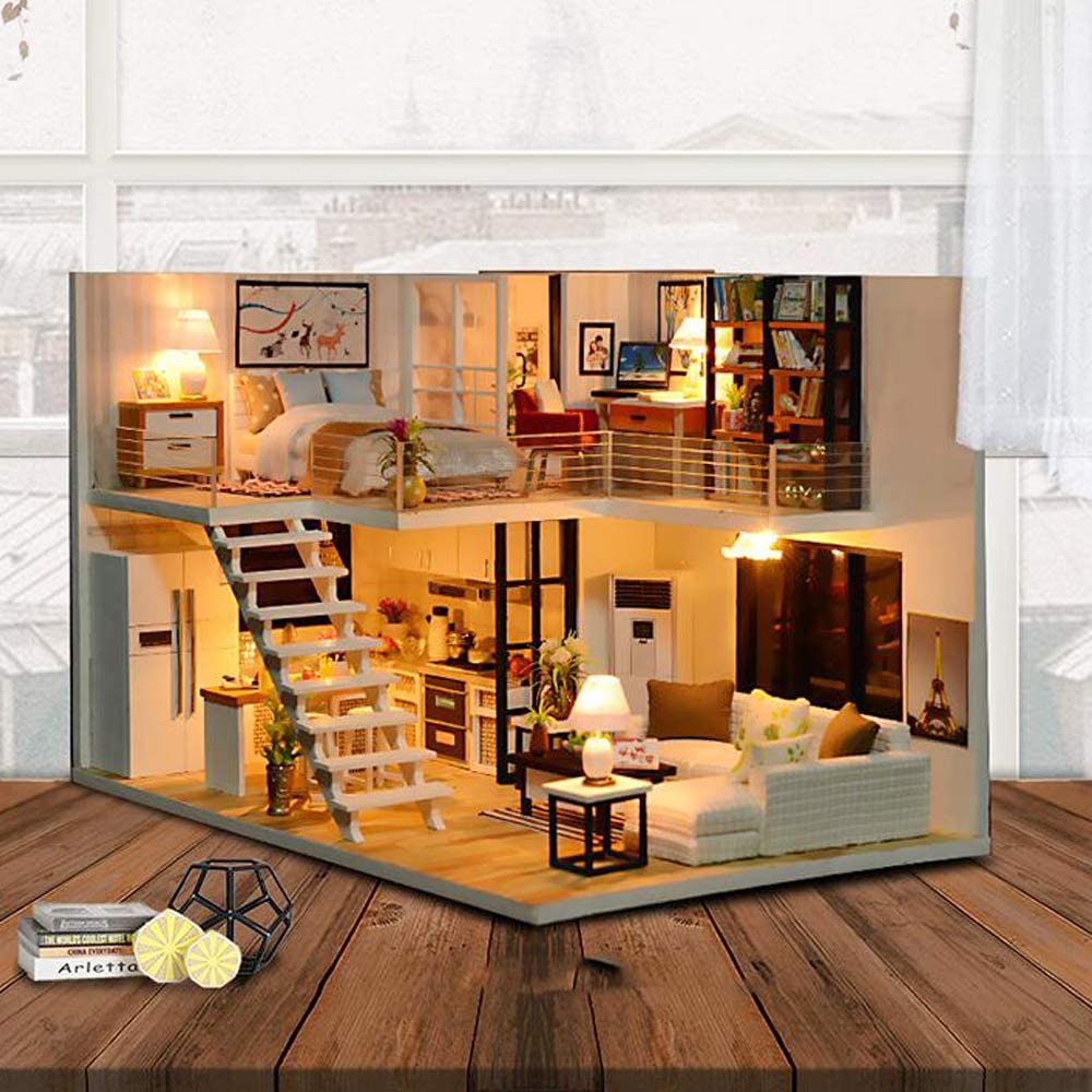 Creative Dollhouse Miniature with Furniture Kit, Dust-Proof Design, and Musical Movement - M9 (1:24 Scale)