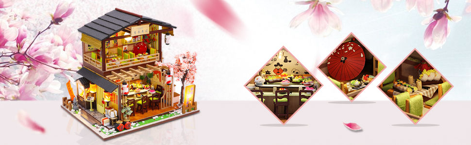 Asian-Inspired Dollhouse Miniature with Furniture Set and Music Movement - 1:24 Scale Dream Room