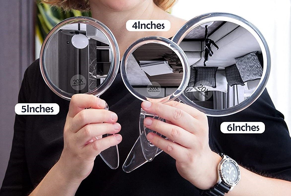 20X Ultra-Magnifying Dual-Sided Hand Mirror for Precision Makeup and Skincare Applications (15 cm)