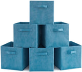 Set of 6 Collapsible Storage Bins in Niagra Blue - Versatile Fabric Cube Organizers for Home, Office, and Nursery