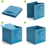 Set of 6 Collapsible Storage Bins in Niagra Blue - Versatile Fabric Cube Organizers for Home, Office, and Nursery