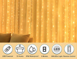 300 LED USB Curtain Fairy Lights with Remote Control and 8 Lighting Modes for Weddings, Parties, and Home Decor