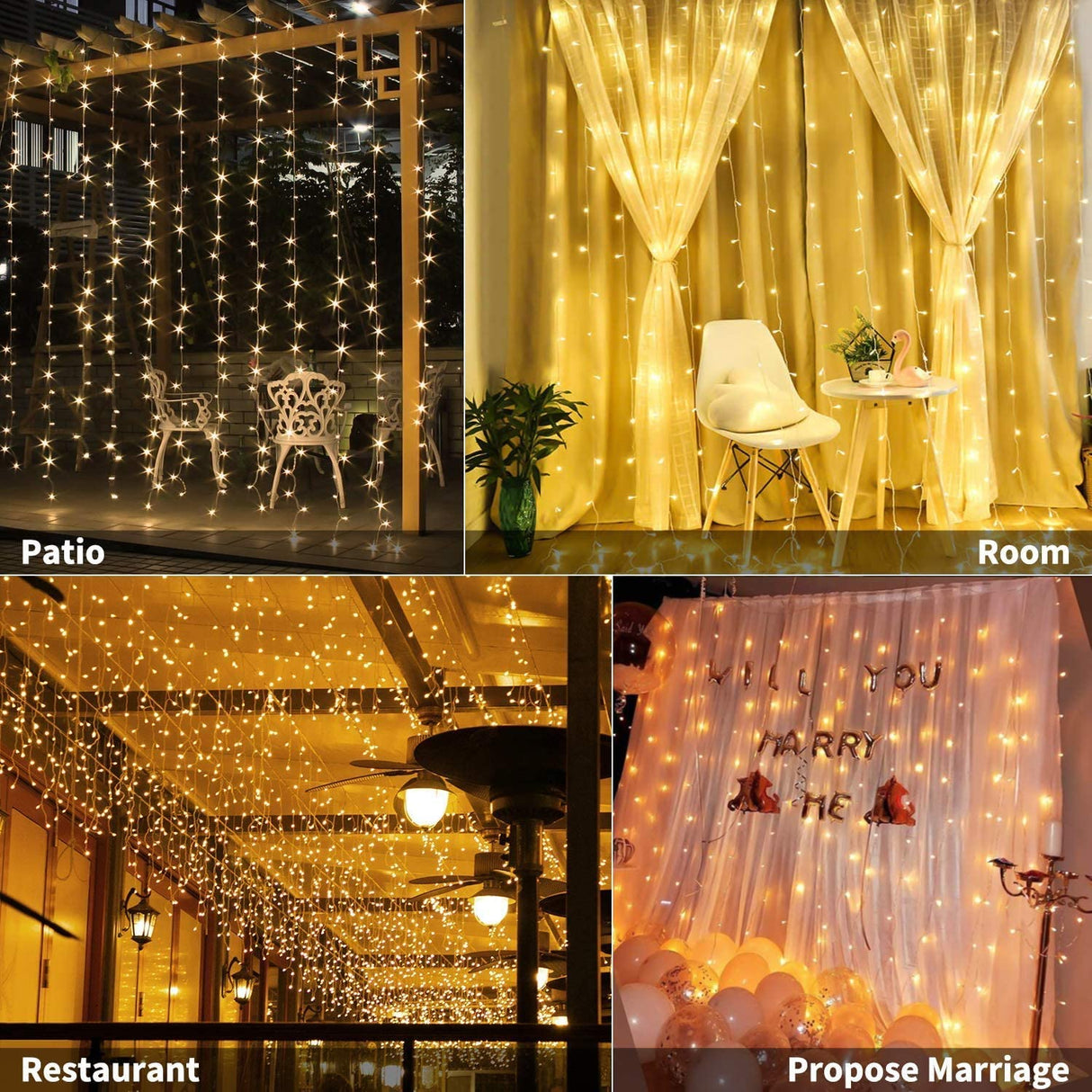 300 LED USB Curtain Fairy Lights with Remote Control and 8 Lighting Modes for Weddings, Parties, and Home Decor