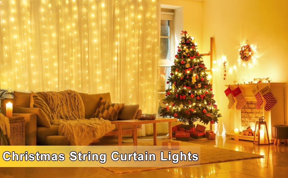 300 LED USB Curtain Fairy Lights with Remote Control and 8 Lighting Modes for Weddings, Parties, and Home Decor