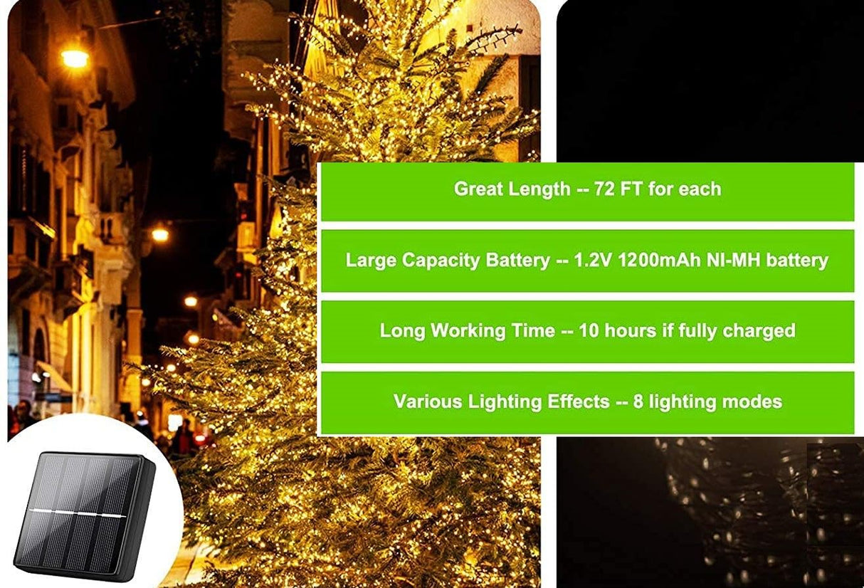 200 LED Solar-Powered Waterproof Fairy Lights with 8 Modes for Outdoor Home and Garden Decoration