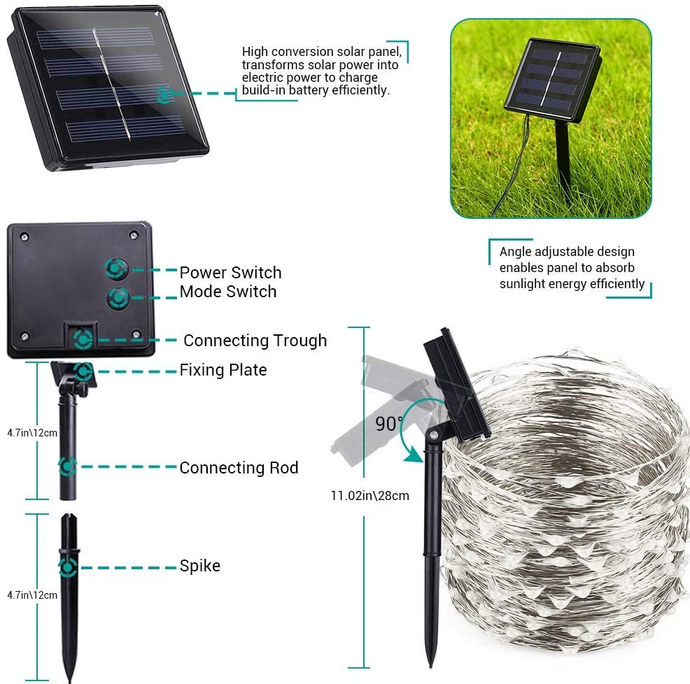 200 LED Solar-Powered Waterproof Fairy Lights with 8 Modes for Outdoor Home and Garden Decoration