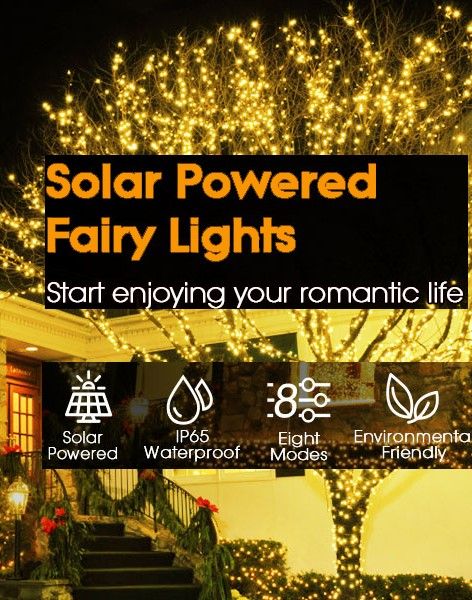 200 LED Solar-Powered Waterproof Fairy Lights with 8 Modes for Outdoor Home and Garden Decoration