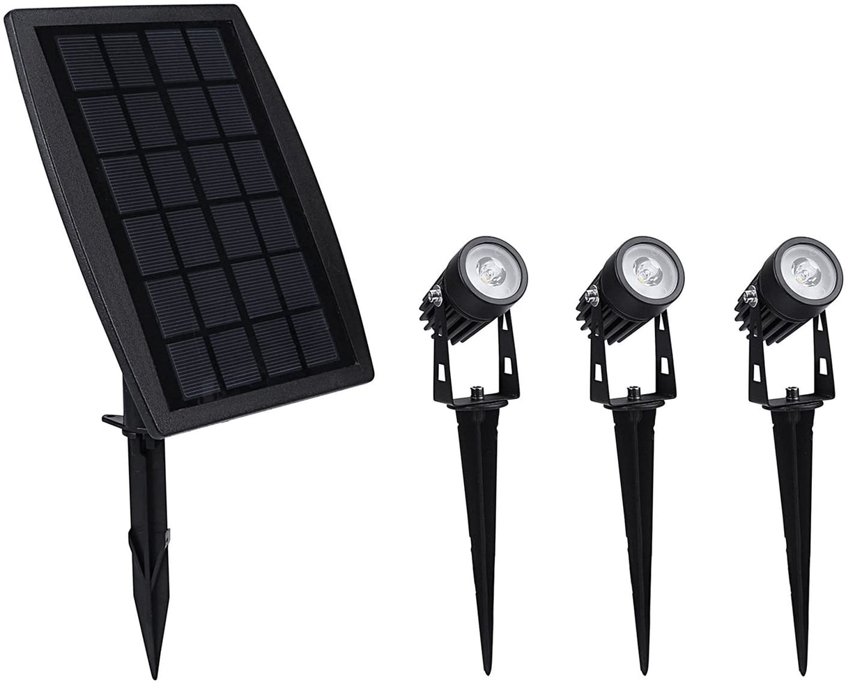 Warm White Solar-Powered LED Garden Spotlight Set - 3 Waterproof Outdoor Lights