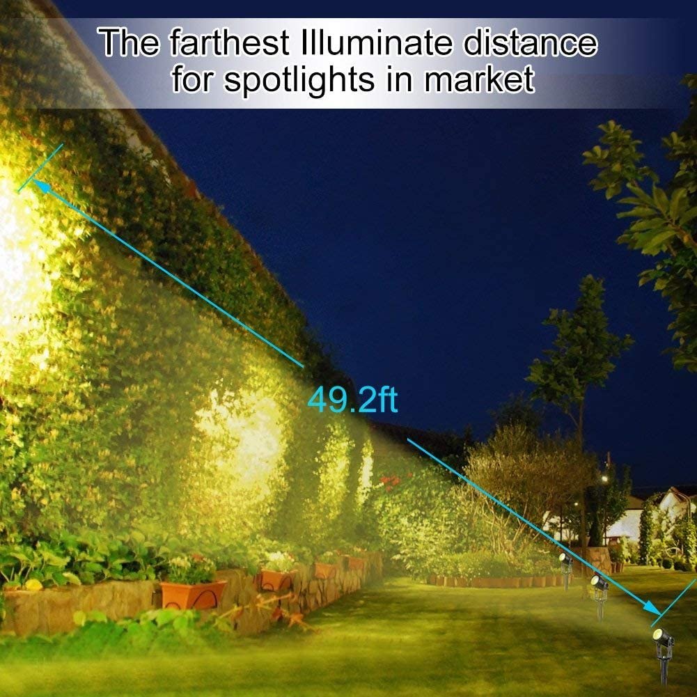 Warm White Solar-Powered LED Garden Spotlight Set - 3 Waterproof Outdoor Lights