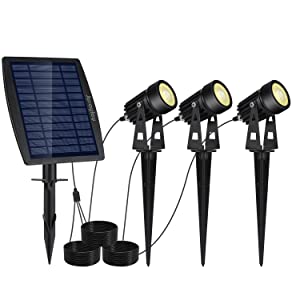 Warm White Solar-Powered LED Garden Spotlight Set - 3 Waterproof Outdoor Lights