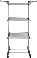 Multifunctional 3-Tier Collapsible Laundry Drying Rack with Hanger Stand for Indoor Use