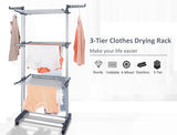 Multifunctional 3-Tier Collapsible Laundry Drying Rack with Hanger Stand for Indoor Use