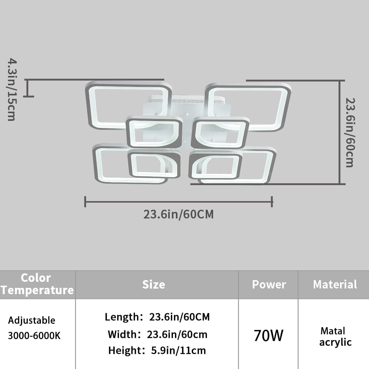 Modern LED Ceiling Light Dimmable with Remote Control