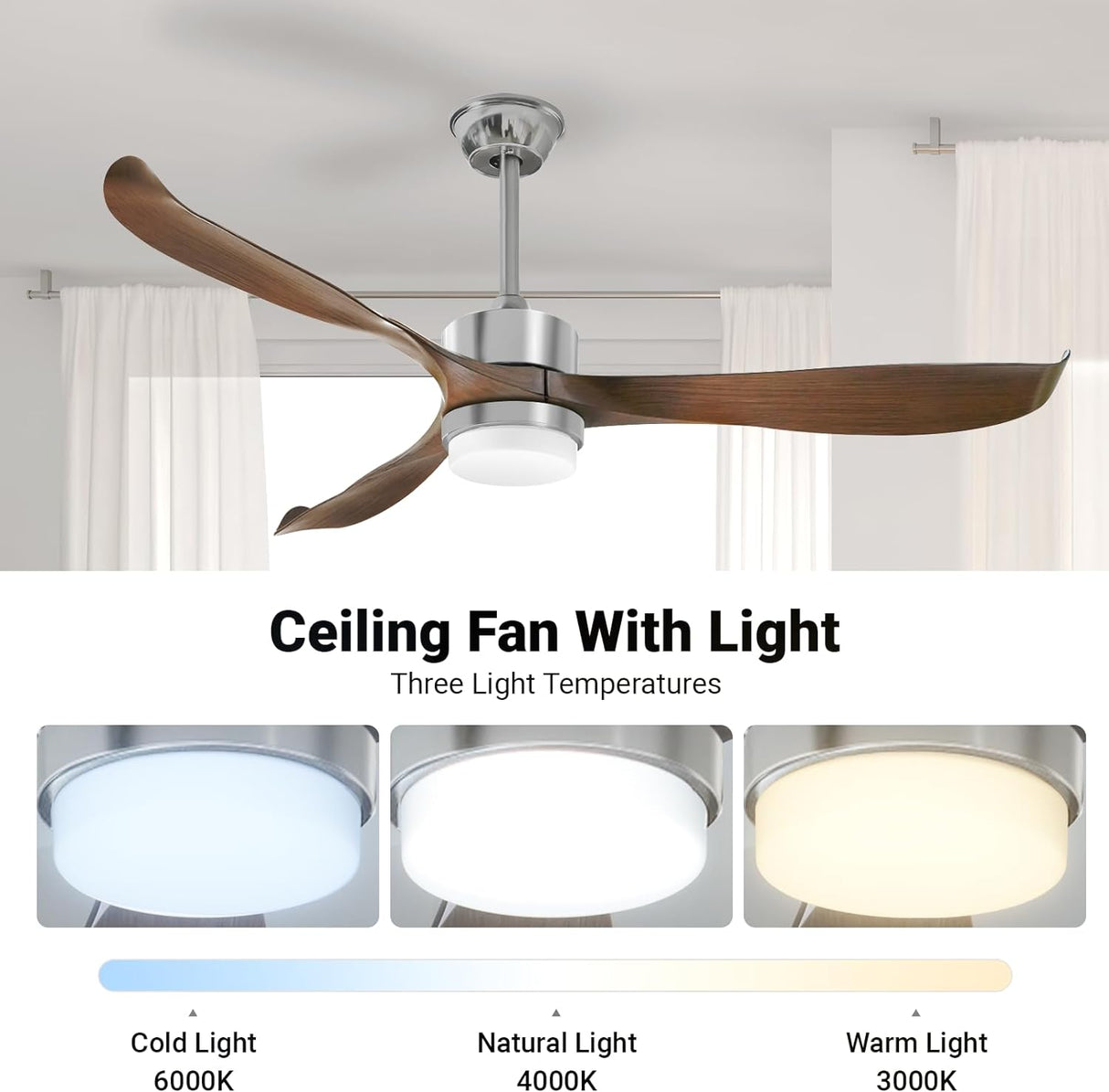 Elegant Brown Ceiling Fan with Integrated LED Lights and Remote Control