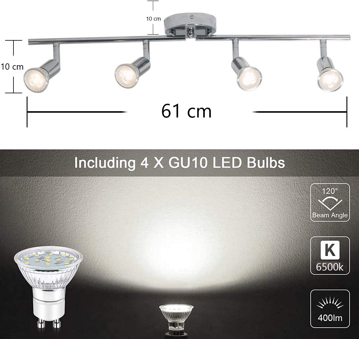 Sleek Chrome 4-Light LED Track Lighting Fixture