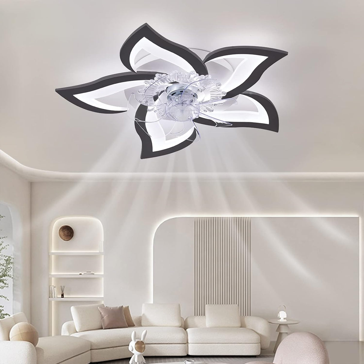 Modern Low Profile Ceiling Light Fan with Remote & App Control - 69cm, 6 Speed, 3 Color Options