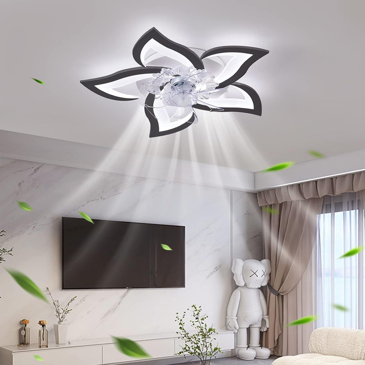 Modern Low Profile Ceiling Light Fan with Remote & App Control - 69cm, 6 Speed, 3 Color Options