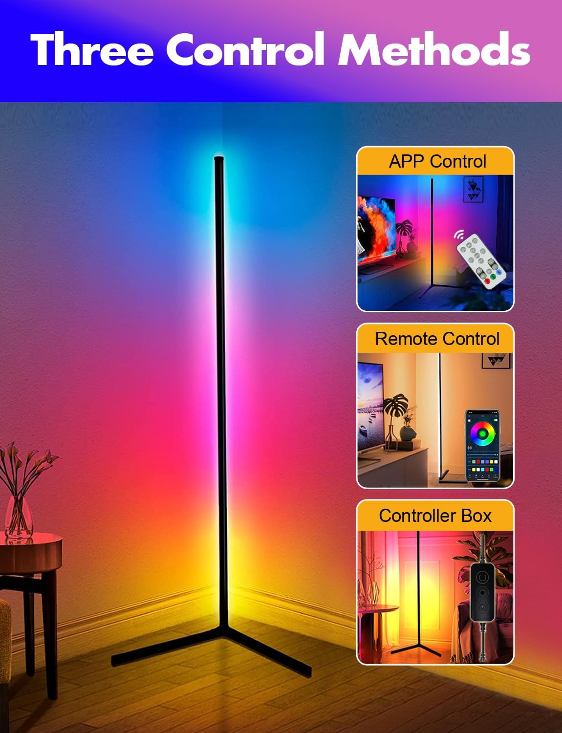 Dynamic RGB Smart Floor Lamp with Voice Control and Customizable Lighting