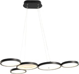 Smart LED Black Pendant Light with Remote Control - 54W Adjustable Ceiling Fixture