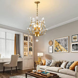 Glamorous Vintage 3-Light Gold Crystal Chandelier