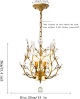 Glamorous Vintage 3-Light Gold Crystal Chandelier