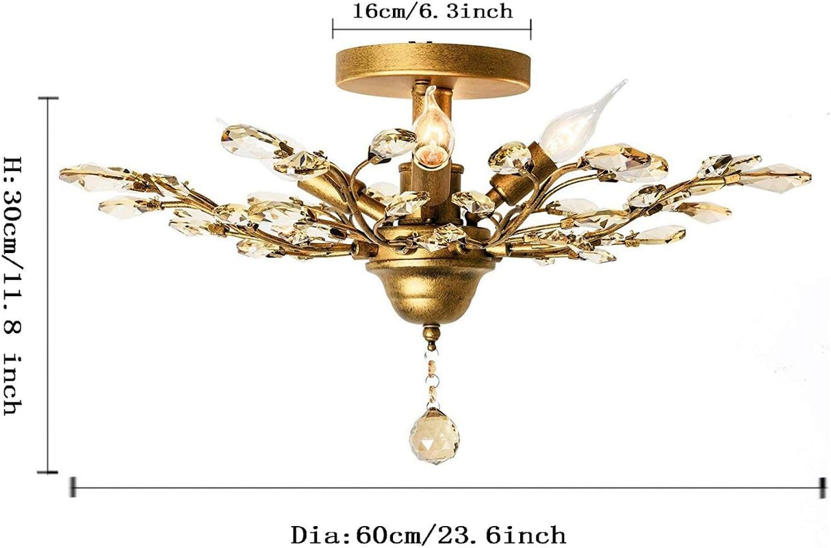 Golden Vintage Crystal 4-Light Chandelier