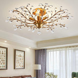 Elegant Vintage Gold Crystal Chandelier with 5 Light Fixtures