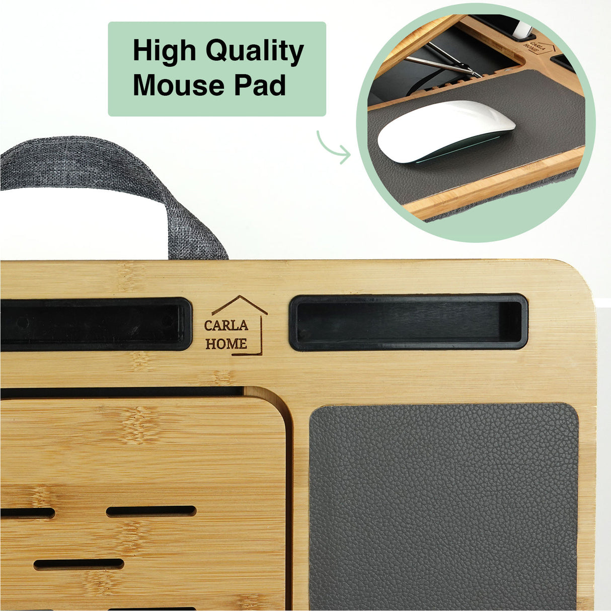 Bamboo Adjustable Lap Desk with Cushion for Home and Office Use