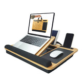 Adjustable Bamboo Laptop Desk with Cushions for Home and Office Use