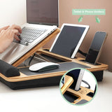 Adjustable Bamboo Laptop Desk with Cushions for Home and Office Use