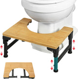 Bamboo Toilet Stool Foldable and Adjustable Height with Non-Slip Layer for Bathroom