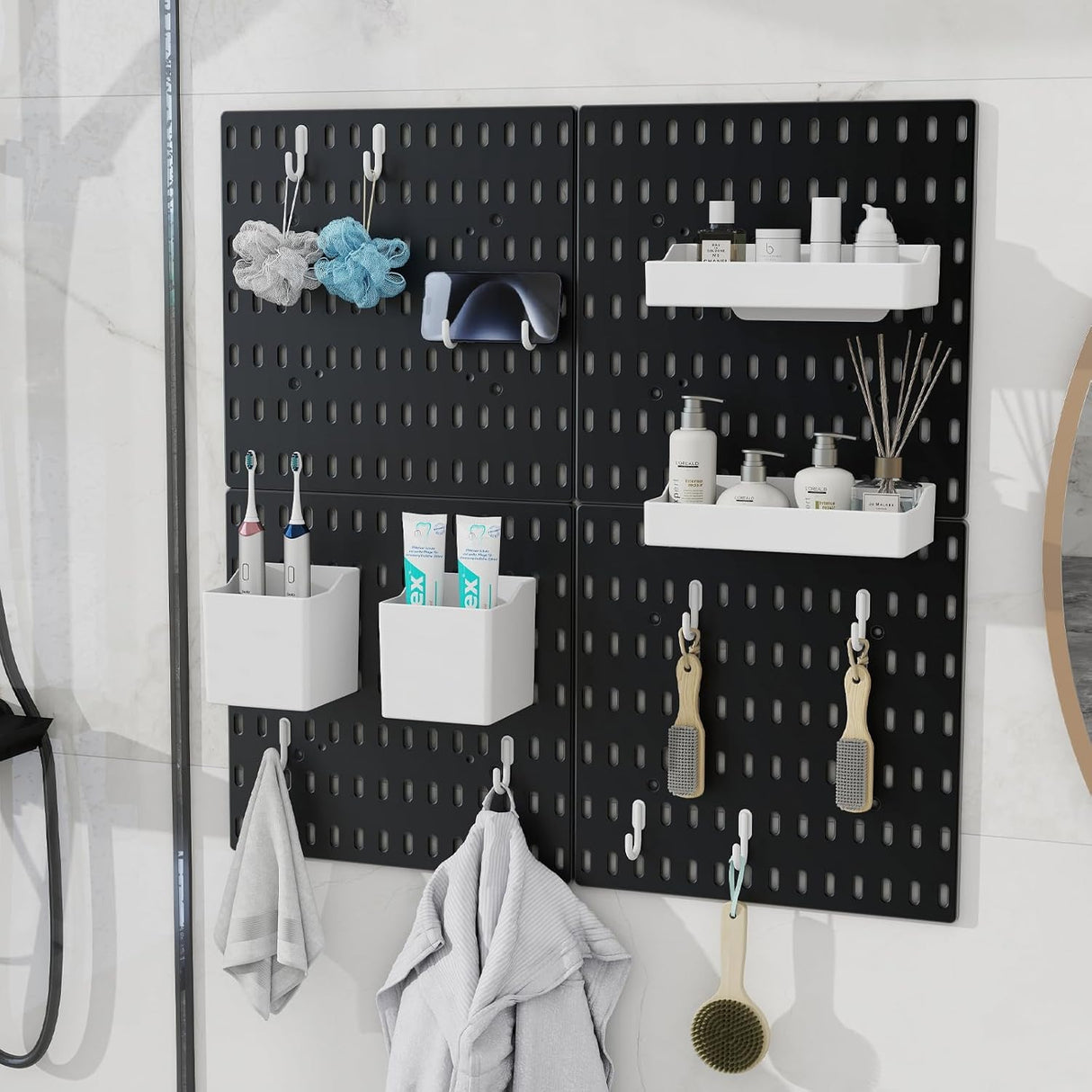 Pegboard Combination Kit with 4 Pegboards and 18 Accessories Modular Hanging for Wall Organiser