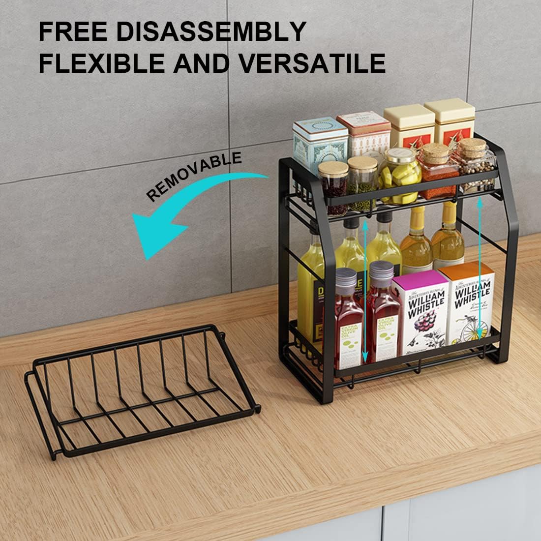 3-Tier Detachable Spice Rack Storage Organiser for Kitchen Countertop