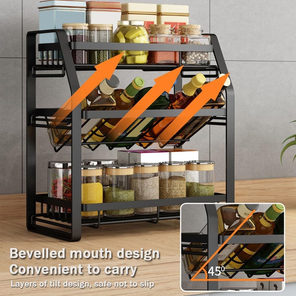 3-Tier Detachable Spice Rack Storage Organiser for Kitchen Countertop