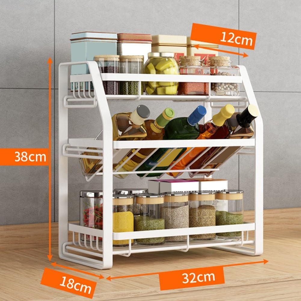 3-Tier Detachable Spice Rack Storage Organiser for Kitchen Countertop