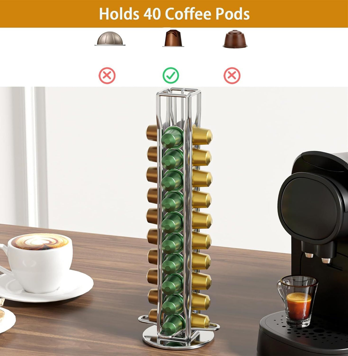 Coffee Pods Holder Storage Compatible with 40 Nespresso Pods