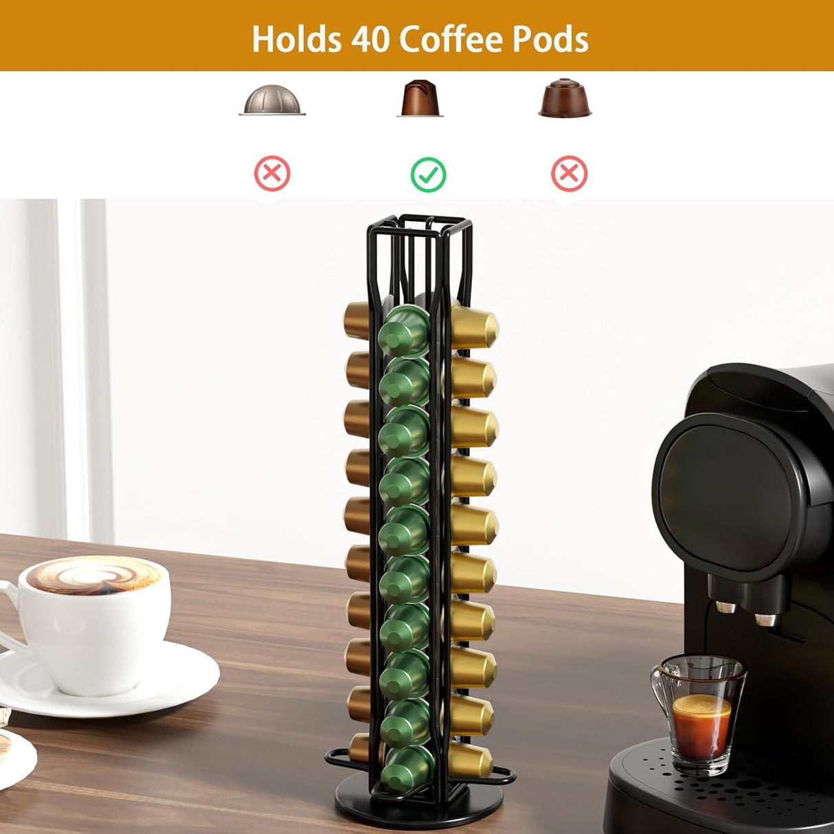 Coffee Pods Holder Storage Compatible with 40 Nespresso Pods