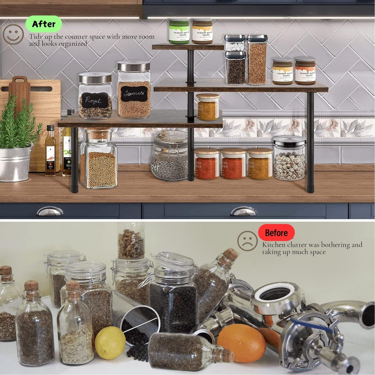 3-Tier Wooden Corner Shelf Kitchen Spice Rack Organiser Home Storage & Organisation