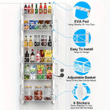 6 Tier Adjustable Baskets Over Door Pantry Organiser for Home Kitchen