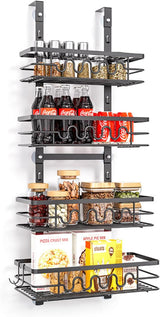 4 Tier Adjustable Baskets Over Door Pantry Organiser for Home Kitchen